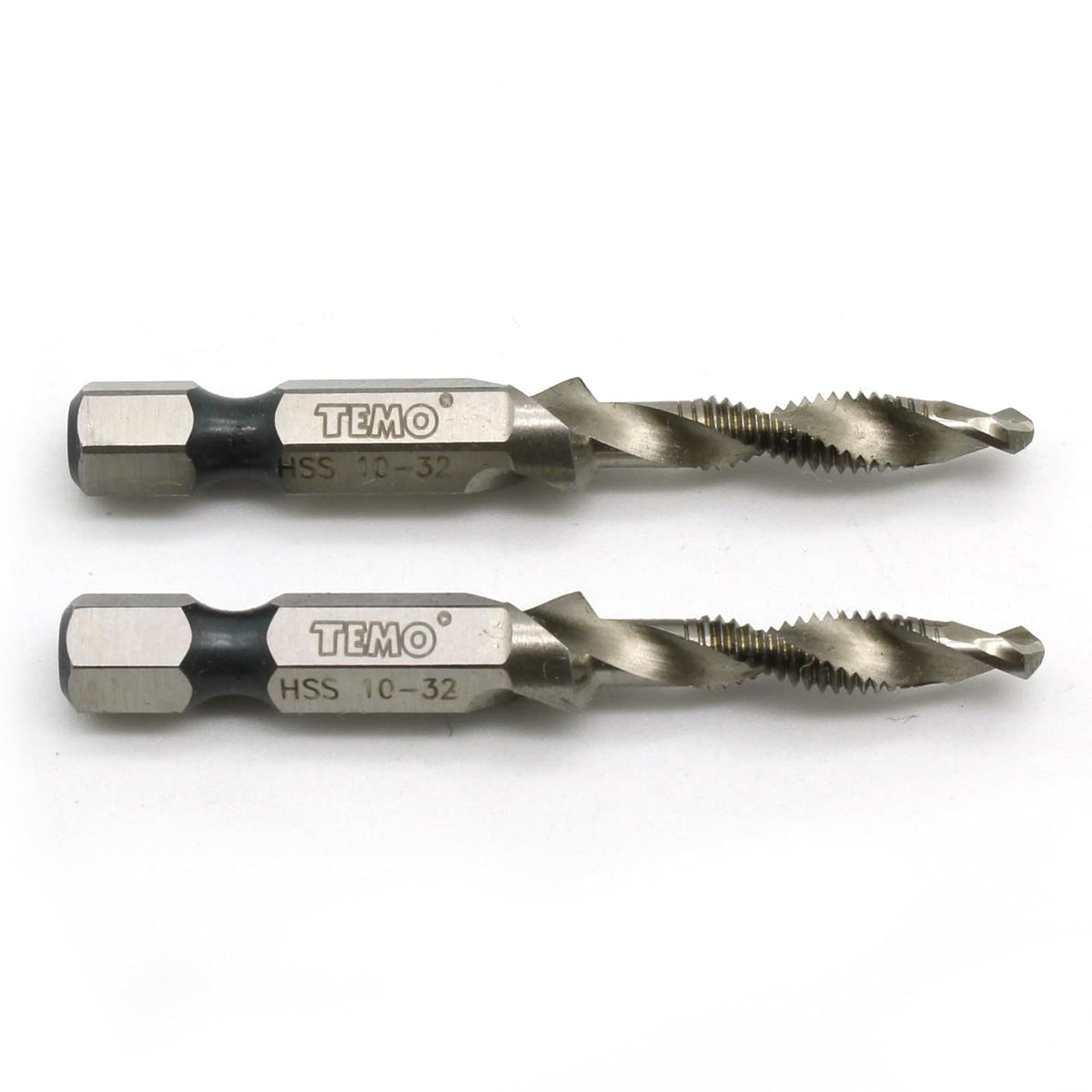 TEMO 2p M2 HSS 10-32 Combination Drill and Tap Deburr Countersink Hex Bit
