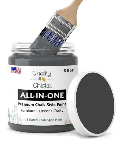 Gun Metal Gray 8 Fl Oz Chalk Paint for Furniture All in One