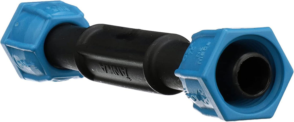 ASC12 ANKA Series High Pressure Poly-Pipe Straight Coupling, 1/2" x 1/2" Black Fitting w/ Blue Tapered Nut Seals