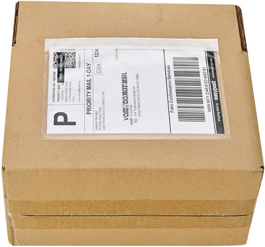 7.5" x 5.5" Clear Adhesive Top Loading Packing List/Shipping Label Envelopes Pouches (1000 Pack)
