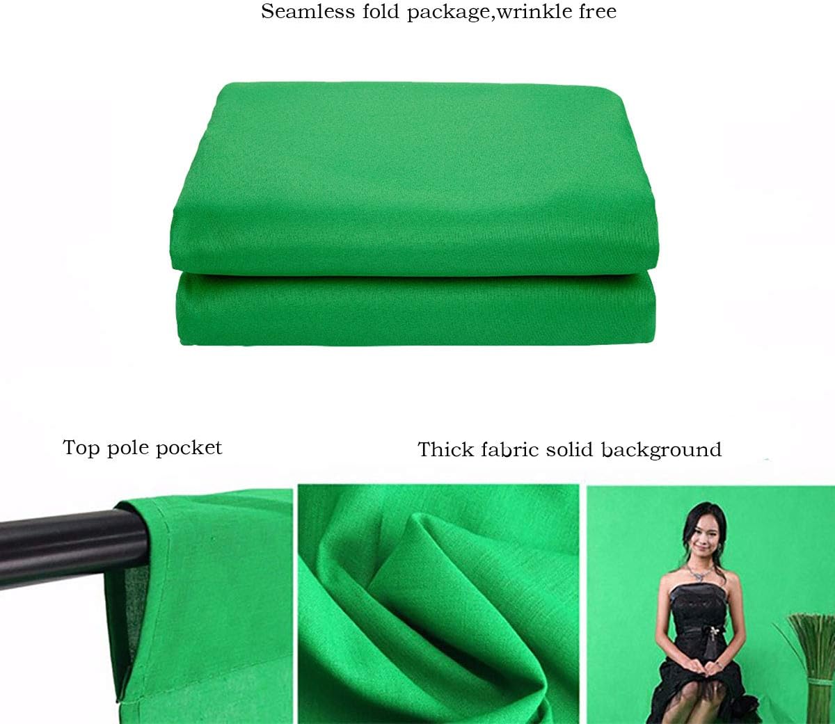Green Screen Backdrop 5x7ft Photo Backdrop Chromakey Muslin Portrait Green Backdrop for PS Keying/Video