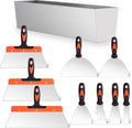 Drywall Knife Set, 10Pcs Drywall Tools Includes Stainless Steel Putty Set, Taping knife, Painter Scraper Tool & 14"