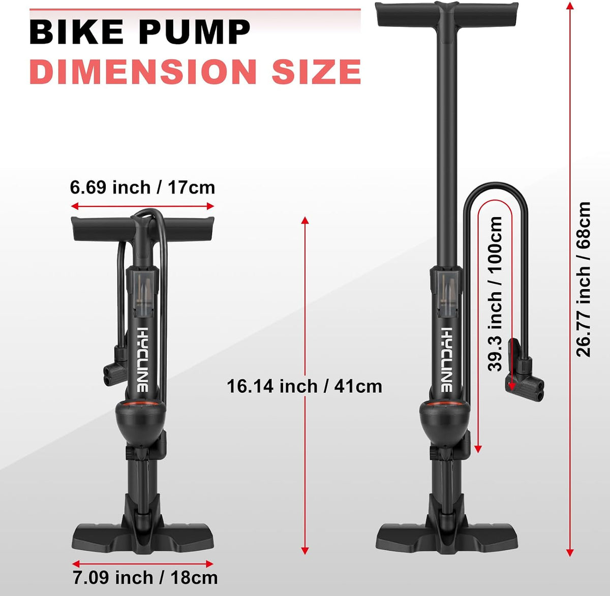 Bicycle Pump Durable Bike Floor Pump with Auto Dual Valve