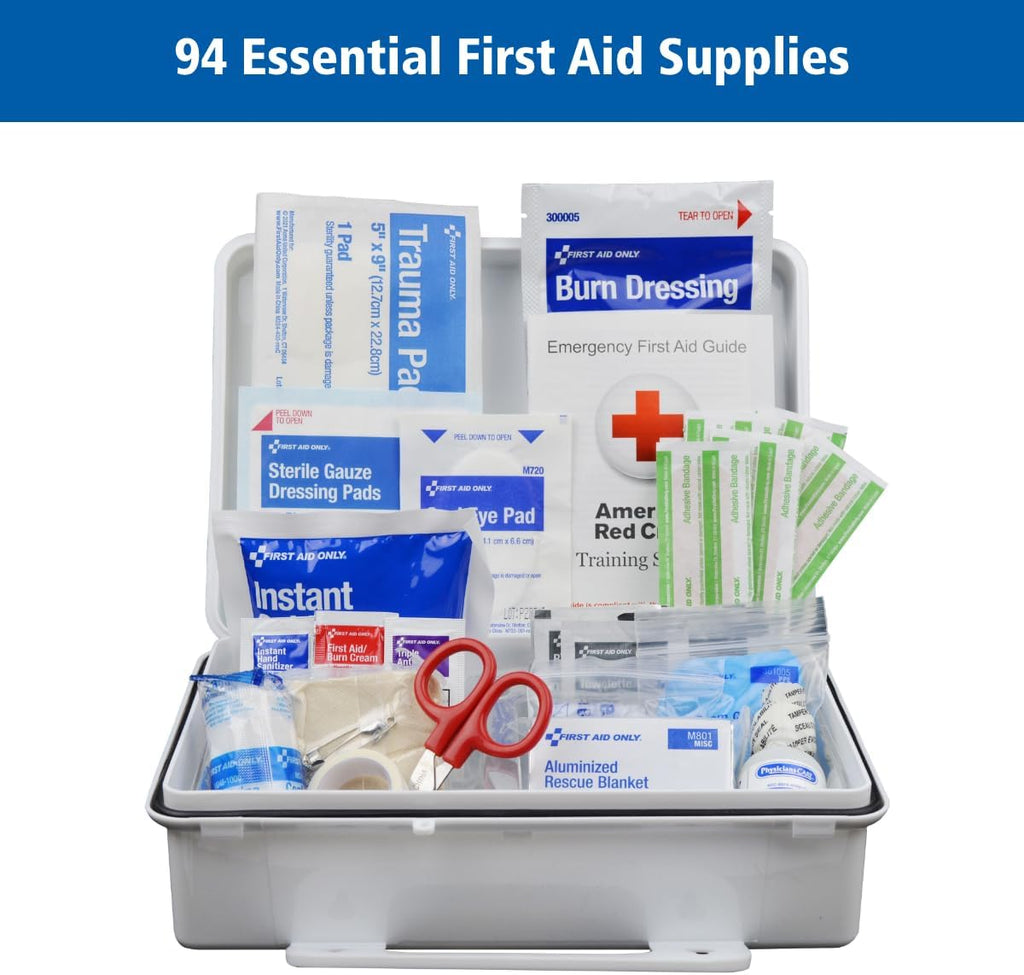 91324 ANSI A 2021 and OSHA Compliant First Aid Kit, 25-Person Emergency First Aid Kit for Business, Home, Car, and