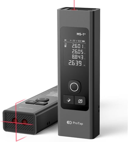 2-in-1 Laser Measure & Line Laser 196 FT - Distance Meter with Cross-Line, Laser Level with 3 Lasers Heads, Type-C
