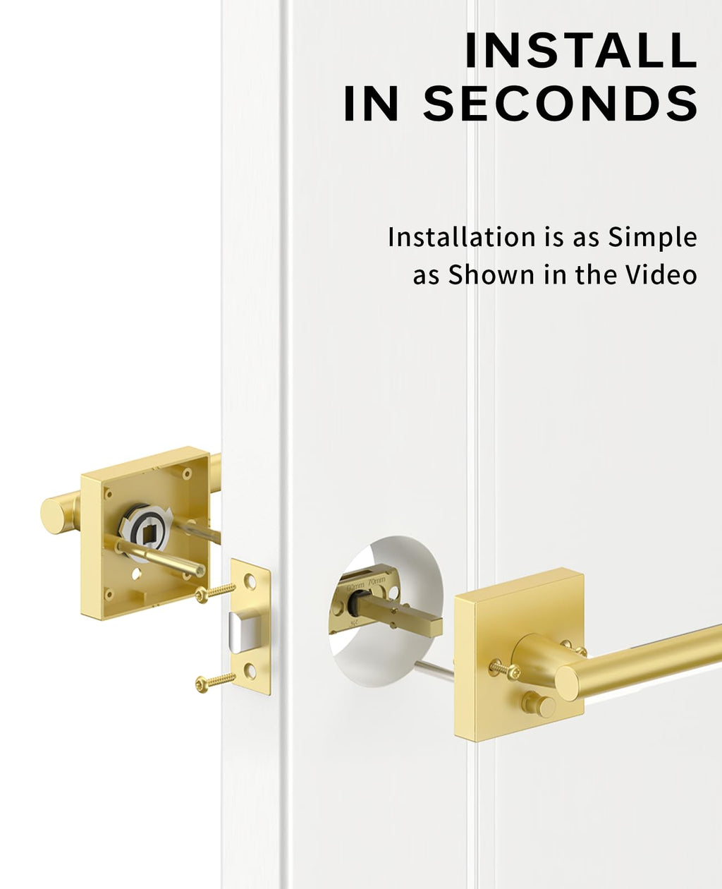 1 Pack Brushed Gold Privacy Interior Door Handles