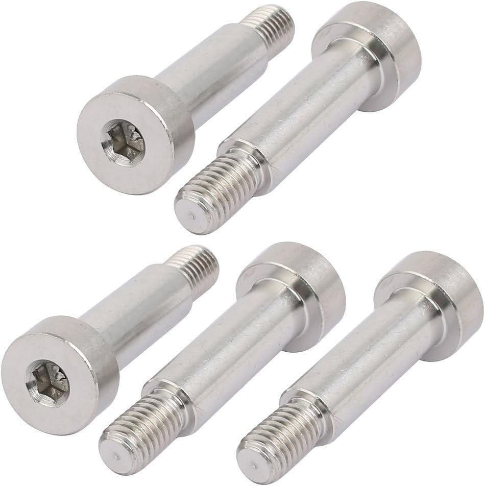 uxcell 304 Stainless Steel Hex Socket Shoulder Bolt 10mm Shoulder Dia 30mm Shoulder Length M8 Thread 5pcs