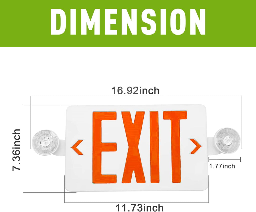 LED Exit Sign with Emergency Lights Dual Exit Lamp, 90 Min Battery Backup