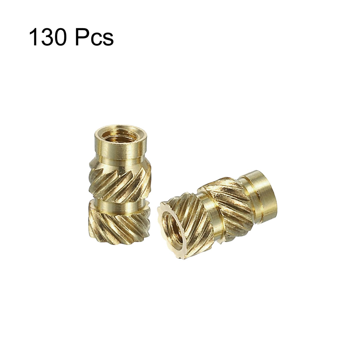 uxcell Knurled Insert Nuts, 130pcs M2 x 6mm Length x 3.5mm OD 3D Printing Brass Nuts Female Threaded Inserts Brass Heat Set Insert Embedment Nut