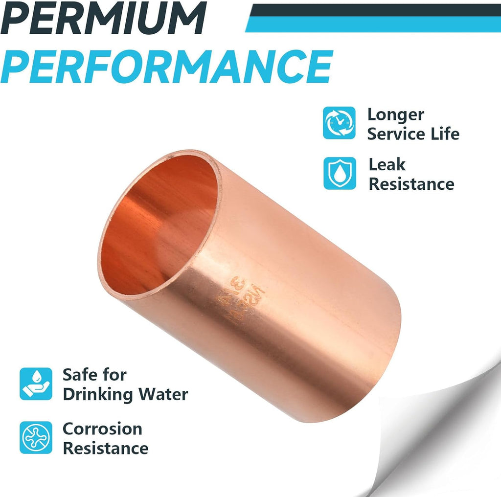 30Pack Seelink Copper Fittings, 3/4" C x C Coupling No Stop(COPPER033-30)