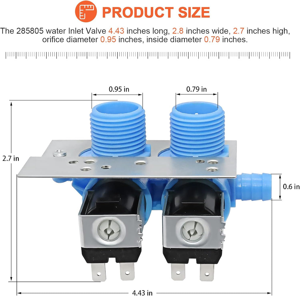 𝟮𝟬𝟮𝟲 𝙐𝙥𝙜𝙧𝙖𝙙𝙚 285805 Washer Water Inlet Valve with Mounting Bracket - Suitable for Whirlpool Kenmore Kitchen-Aid Washer - Replaces 292197 3349451 3354565 KAWS850JQ4 LSQ8243HQ0 7MLSC9545JQ2
