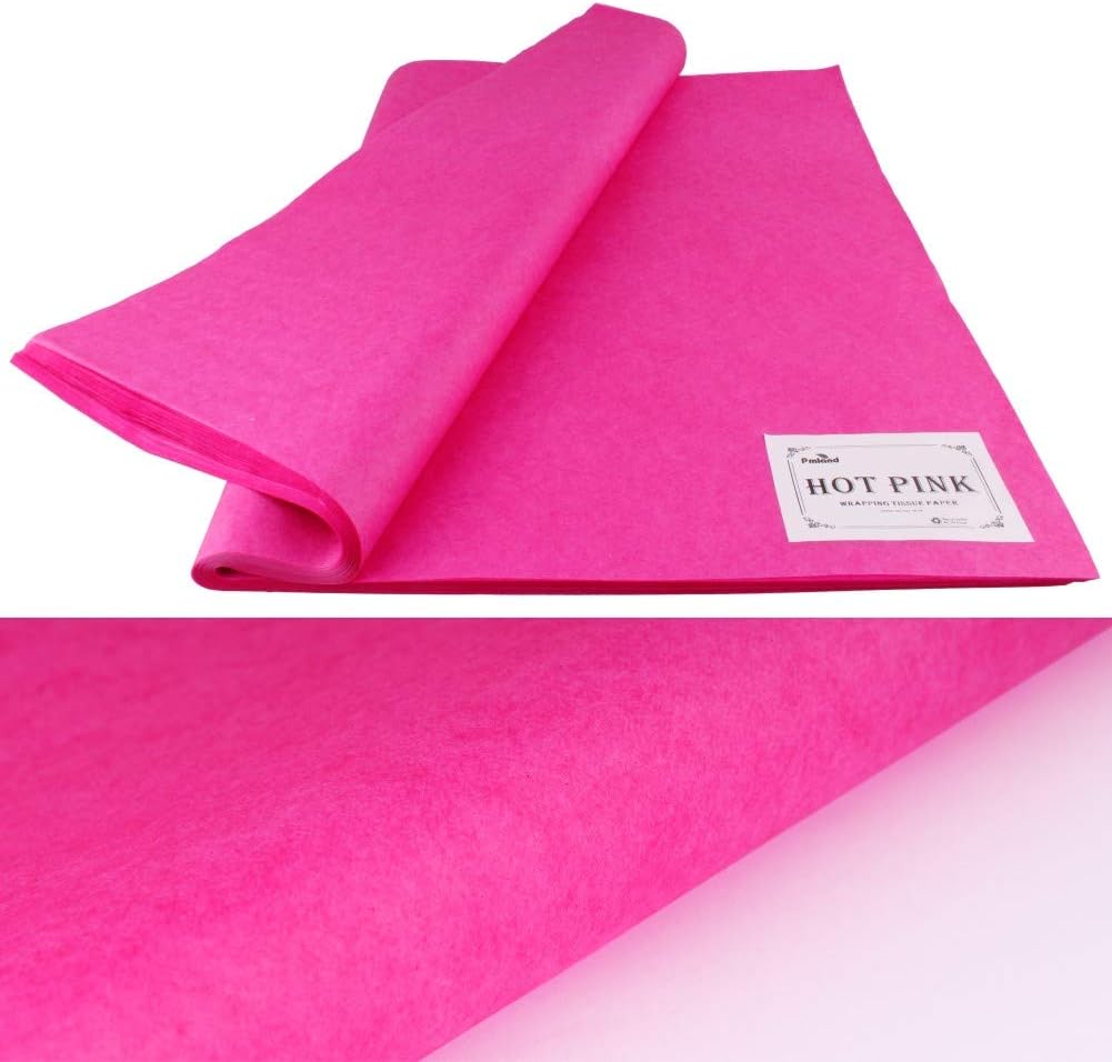 100 Sheets Hot Pink Tissue Paper Bulk, 20x15 Inches Double Sided Color Wrapping Tissue Paper for Gift Wrap Bags
