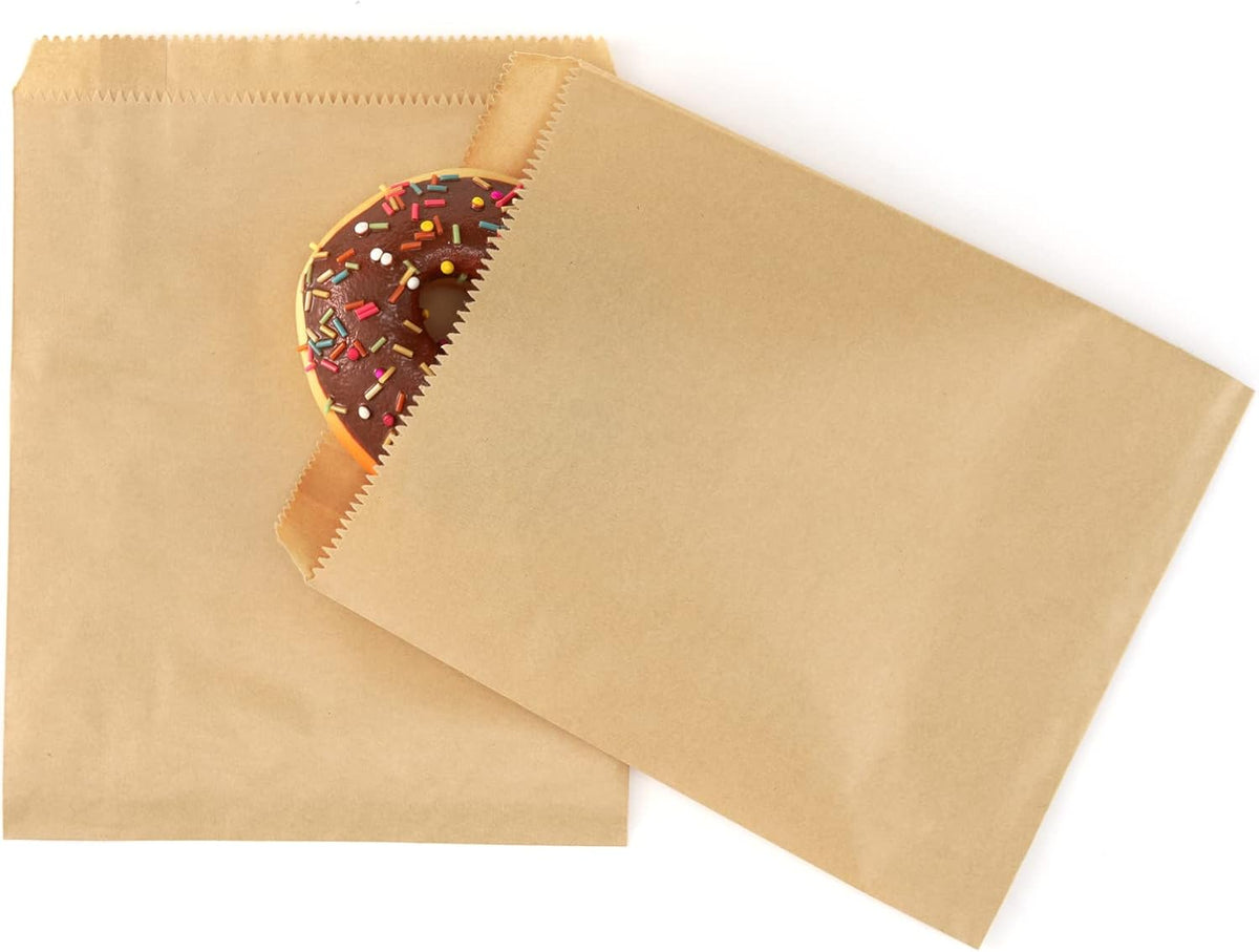 100 Pcs 6x8 Inches Brown Kraft Paper Bags Flat Envelopes Merchandise Treat Bag for Party