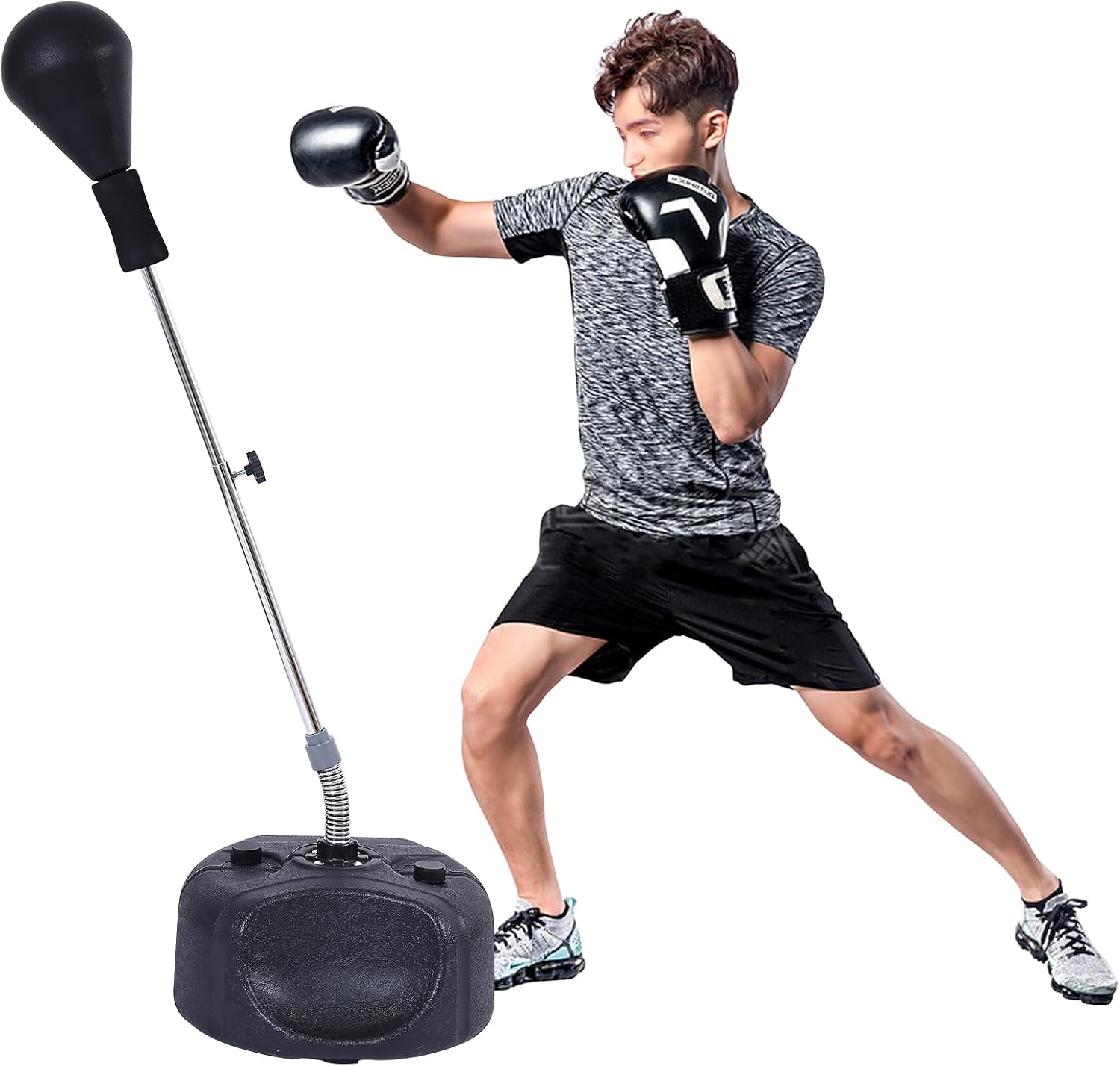 Punching Bag with Stand, Heavy Boxing Bag Height Adjustable Reflex Bar and Speed Punching Bag for Adults & Youth