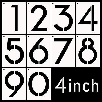 DXCYZ 4 Inch Large Number Stencils Kit 0-9 Address Number Stencil, 10PCS Reusable Plastic Painting Number Templates
