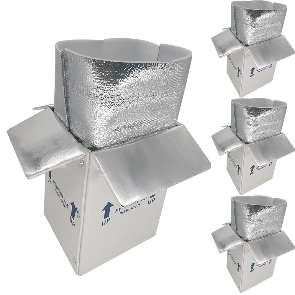 4 Pack 7x6x10'' Small Insulated Shipping Boxes with Bag Liners