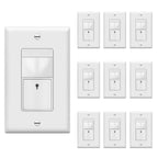 TOPGREENER PIR Motion Sensor Light Switch,No Neutral No Ground Wire,10 Pack