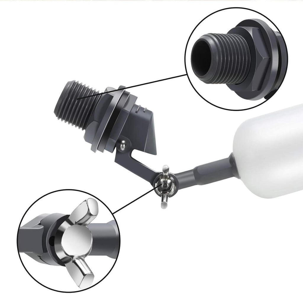 Blulu 3 Pack Float Valve 1/2 Inch Automatic Fill Float Valve, Dark Gray