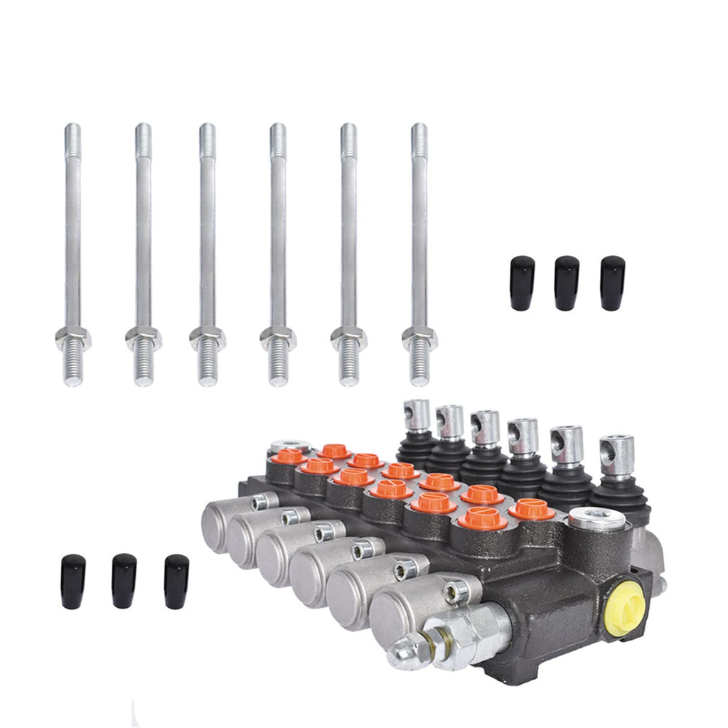kimllier 6 Spool Hydraulic Valve 13 GPM 3600 PS BSPP Ports Double Acting