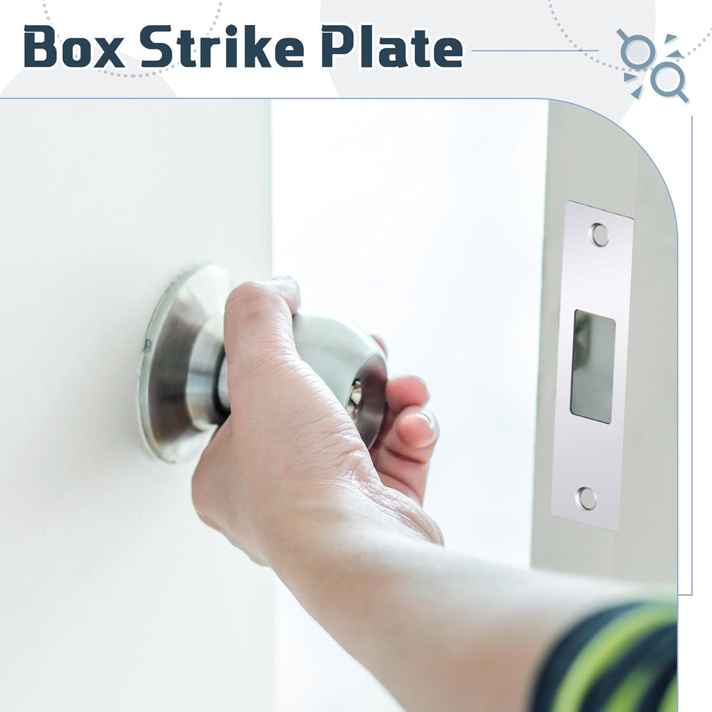2 Pcs 1-1/4" x 4-7/8" Box Strike Plate, Silver | Rv & Exterior Door Lock Striker Plate for Deadbolt, Universal