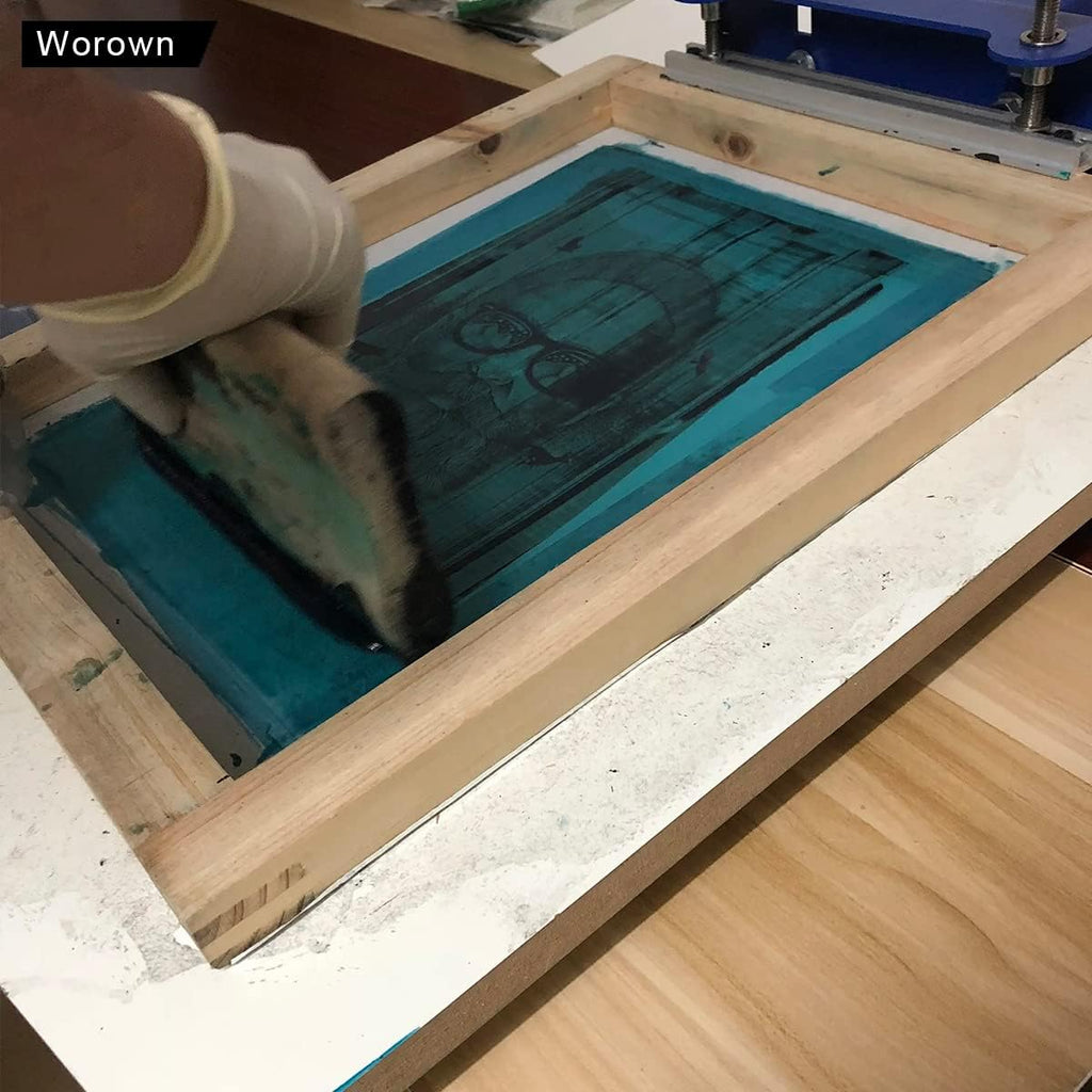 1 Piece 8 x 10 Inch Wood Silk Screen Printing Frame with 110 White Mesh and 1 Piece 4 x 6 Inch Screen Printing Squeegee