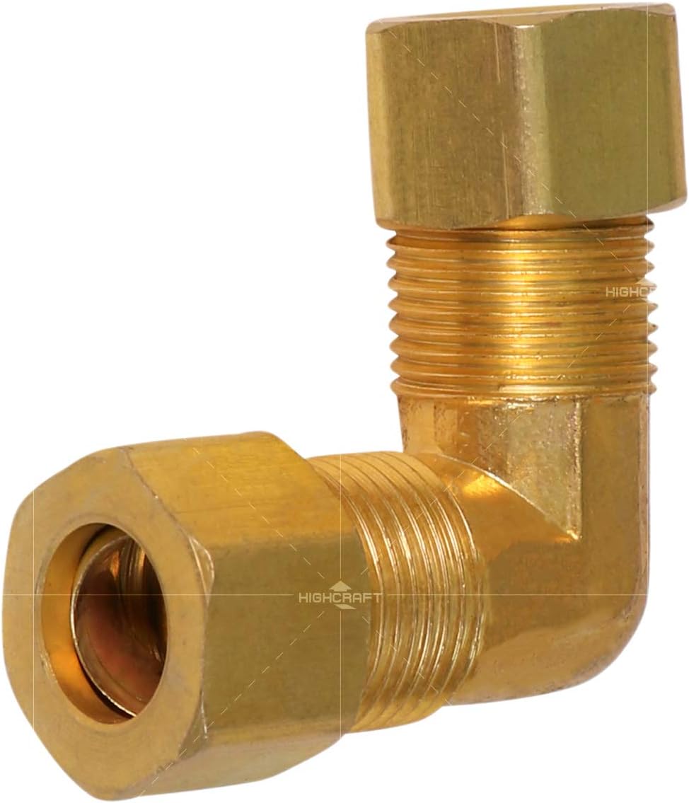 Highcraft D65-38-OM Compression 90° Elbow Pipe Fitting; 3/8" OD. Connection; Brass