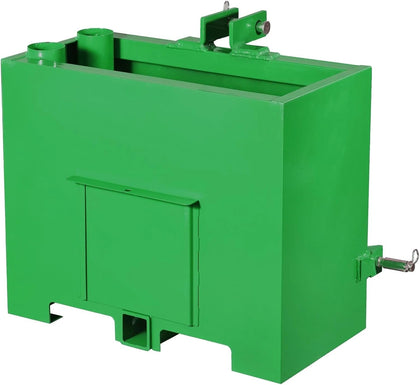 Ballast Box 3 Point Category 1 Tractor Quick Tach Hitch Counterweight, Green, Heavy Duty Steel, 800 lb Capacity