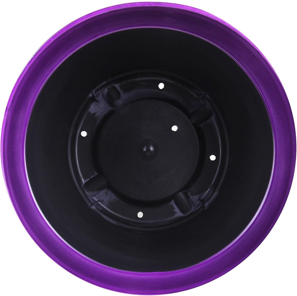 Indoor/Outdoor Glazed Brushed Happy Plastic Planter, Large, Dark Purple, 15" (Pack of 2)