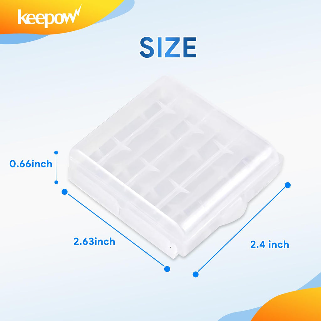 4 Pcs AA/AAA Battery Storage Case Holder Box, Clear Color