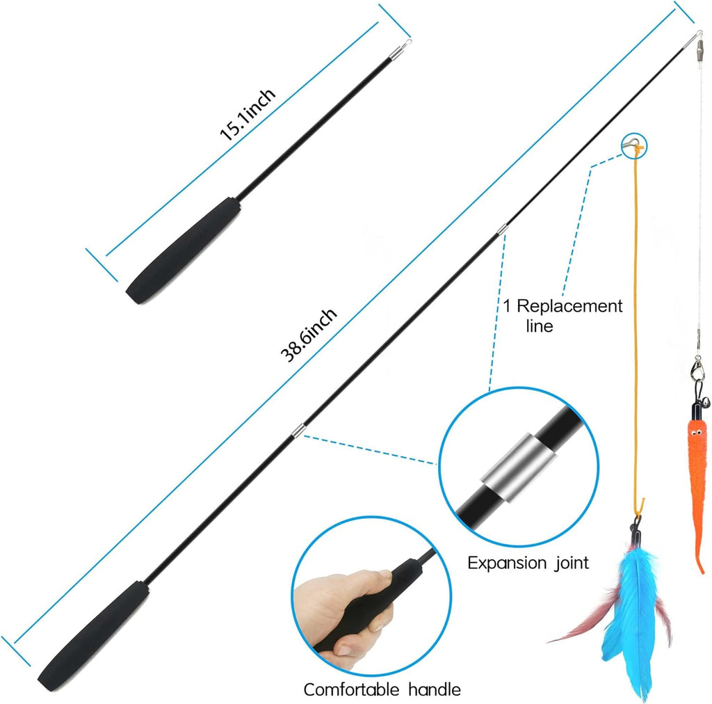 Cat Toys Interactive for Indoor Cats,2PCS Retractable Cat Wand,9PCS Teaser Toys&1PCS Hanging Door Lure Kitten