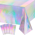 4 Pack Iridescent Plastic Tablecloths, Disposable Table Covers