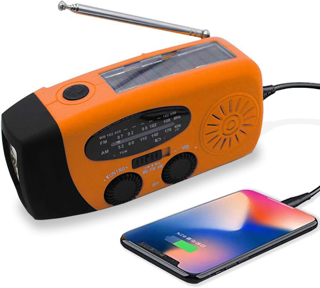 2000mAh NOAA Emergency Weather Radio Solar Hand Crank AM/FM Survival Radio | 4-Mode LED Flashlight & SOS Alarm