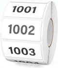 Consecutive Number Stickers 1001-2000 Inventory Label 1.6x0.8 Inch