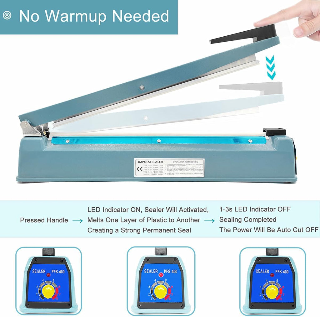 12 Inch 5mm Impulse Heat Sealer Machine with Replacement Parts