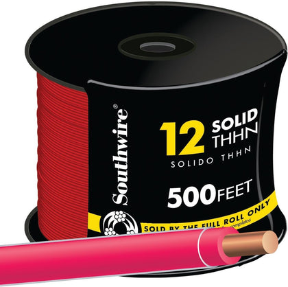 Company LL 11589958 Southwire 500 Ft. 12/1 Thhn Solid Wire Red
