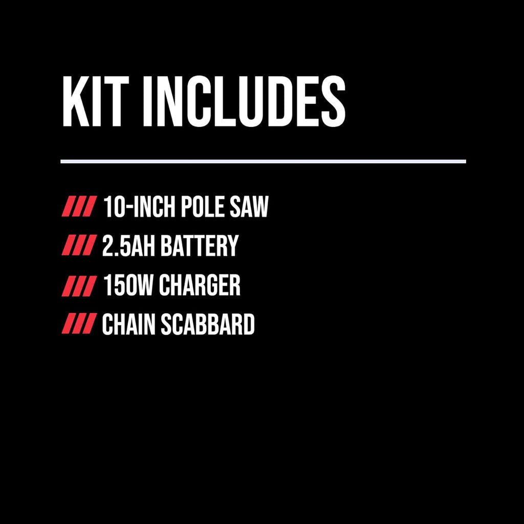PWR CORE 40 Brushless 40V 10'' Pole Saw Kit with Over 9ft. Telescoping Shaft & Angled Head, Includes 2.5Ah Battery