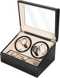 Watch Winder, 4 Automatic Watches with 6 Watches Storages, Super Quiet Brown Watch Winder Box Leather Made for Women