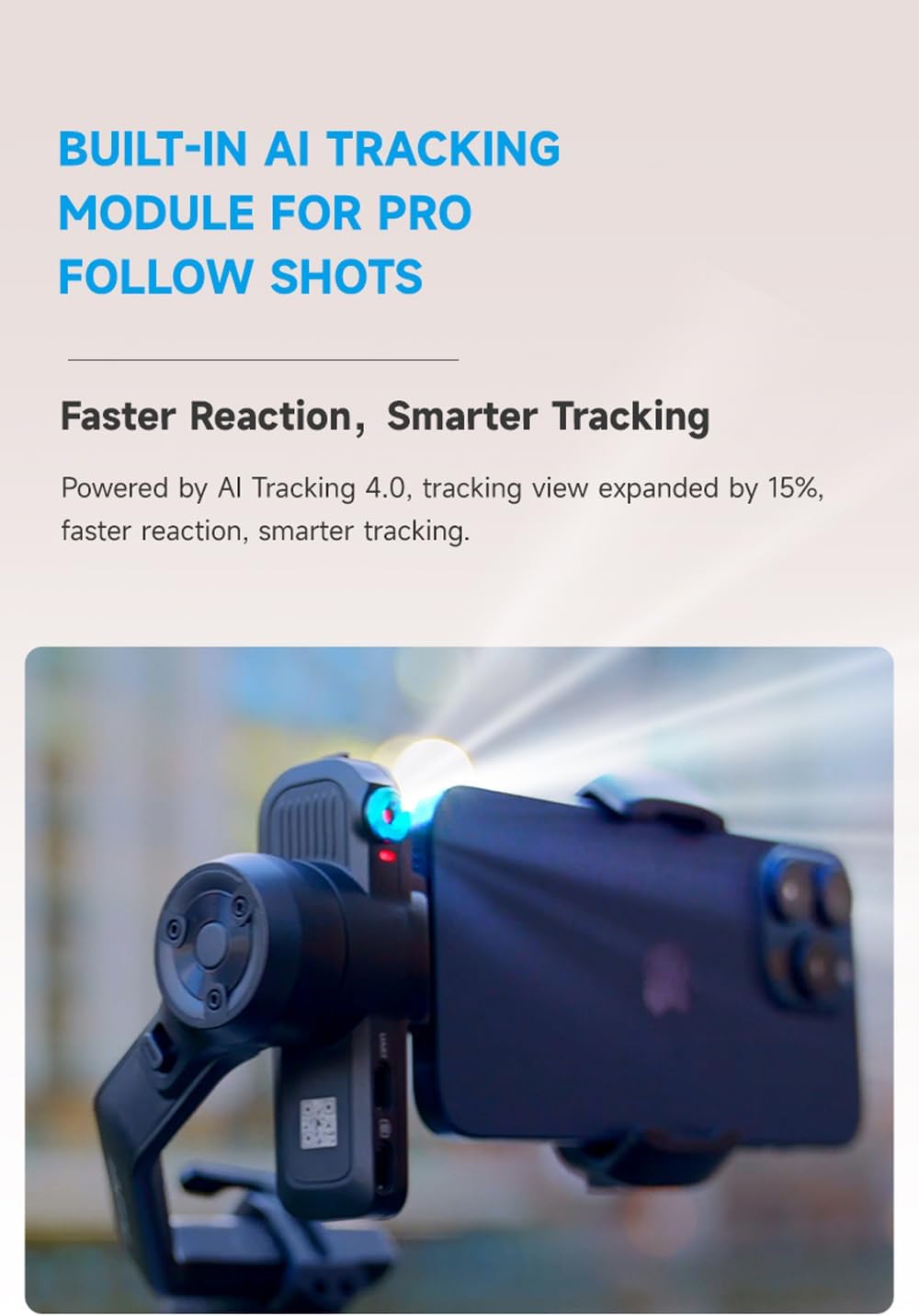 SCORP Mini 3 Gimbal Stabilizer for Smartphone, Built-in AI Tracking Module & Cooling Fan, 2KG Payload 3-Axis Phone