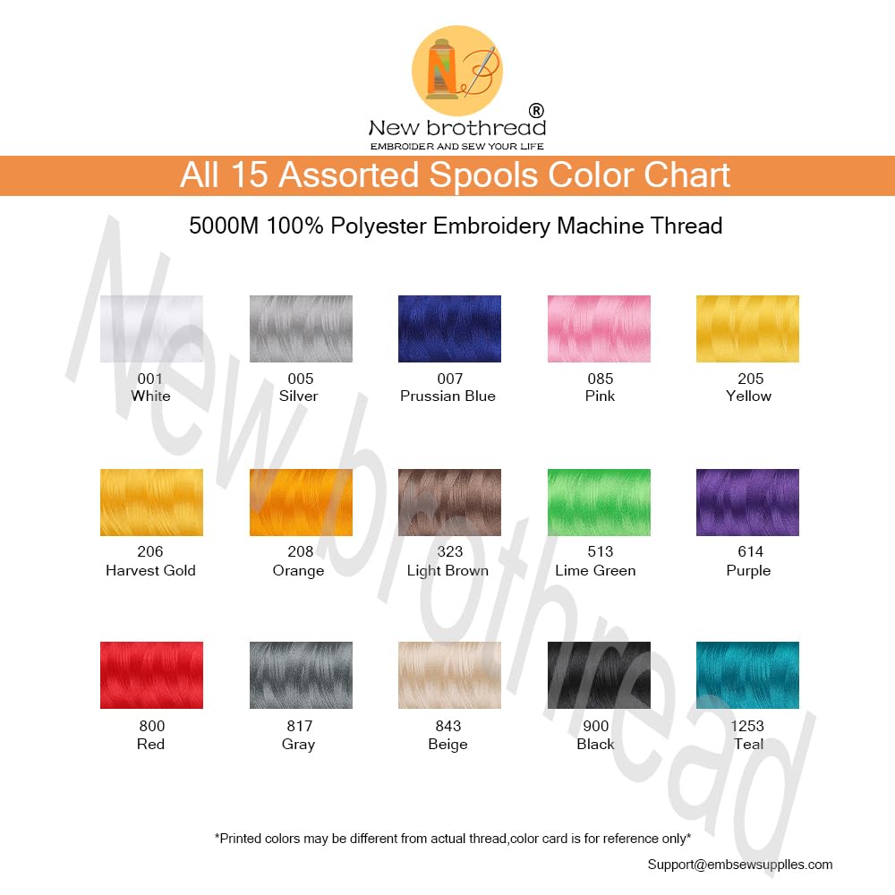 15 Colors Huge Spools Polyester Embroidery Machine Thread