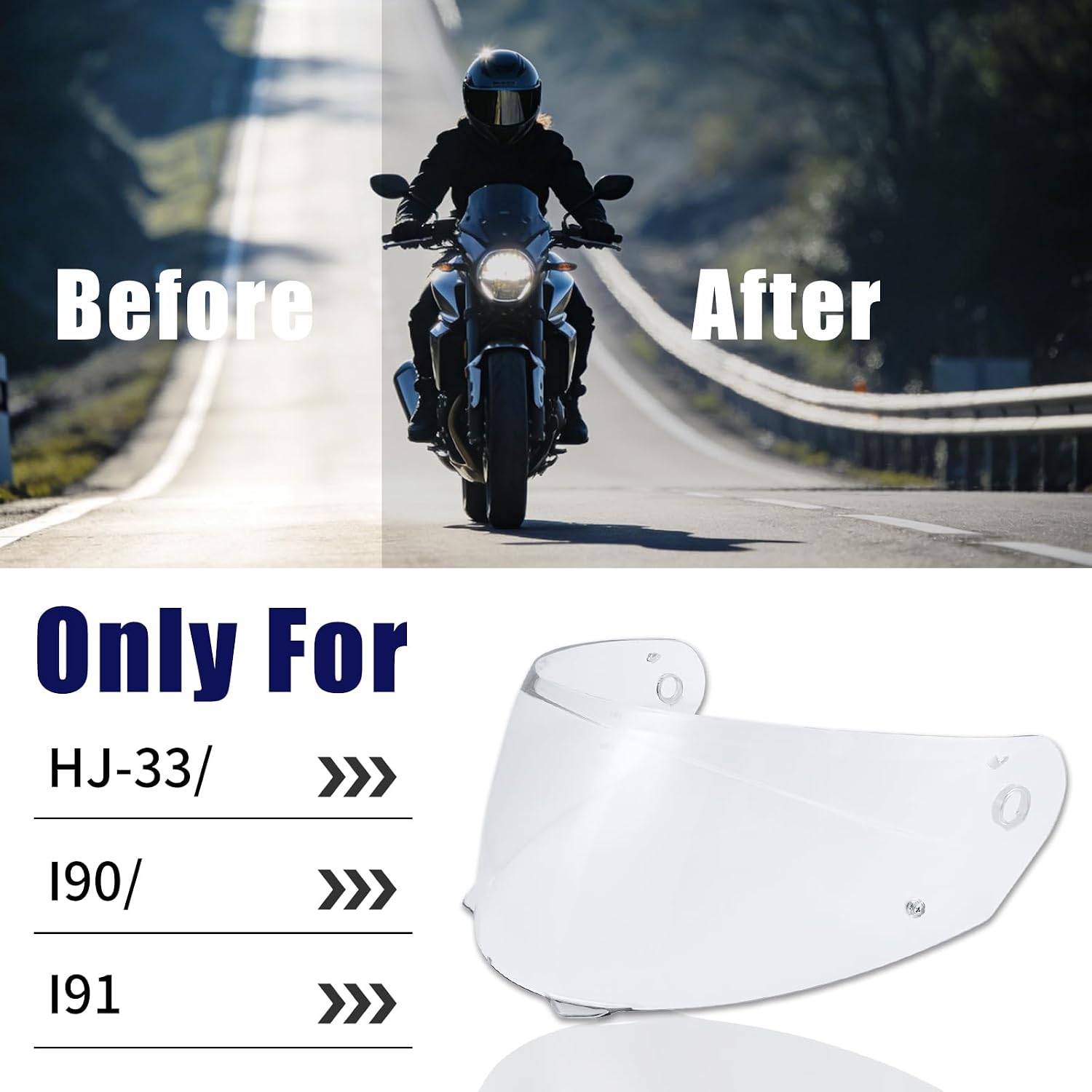I90 Helmet Visor Shield for HJ-33 I91 Motorcycle Helmet Accessories | Impact Resistant,UV400 Protection,Helmet Face