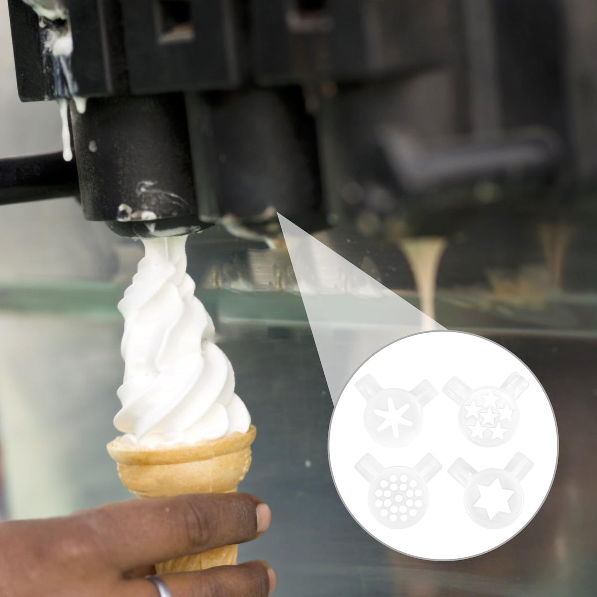 4pcs White Plastic Ice Cream Machine Nozzles Replacement Parts