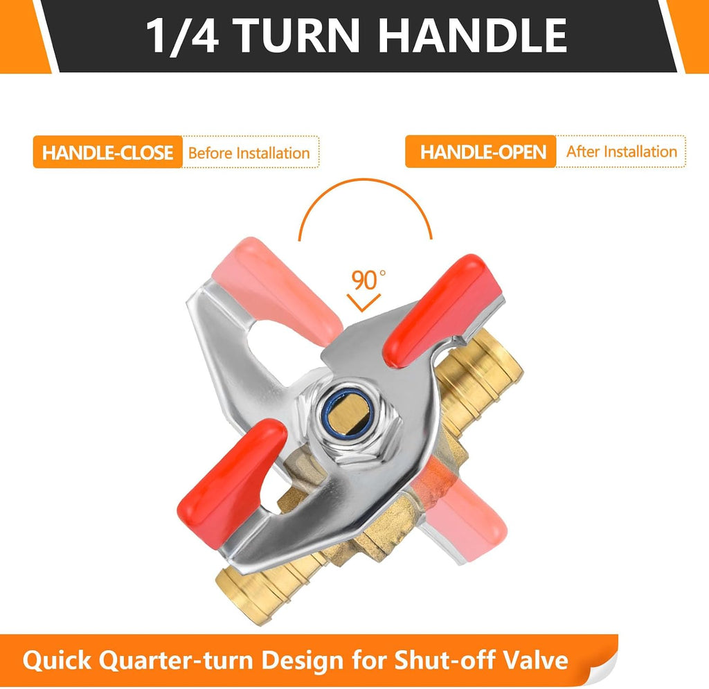 2PC HeSun 3/4" Crimp PEX Ball Valve w/Butterfly Handle(VALVE166-2)