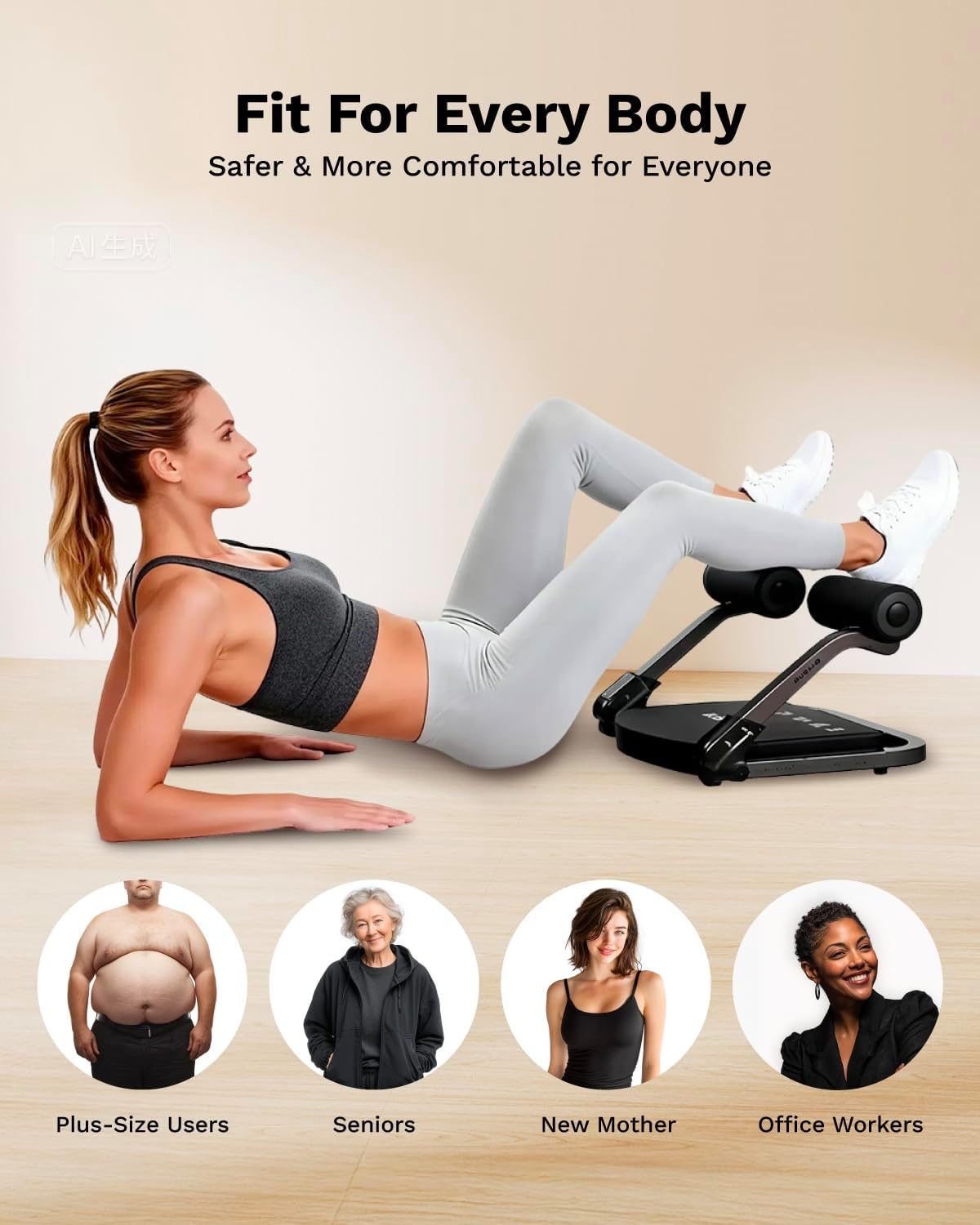 Ab Machine 4-Speed Auto Rebound Sit Up Abdominal Trainer Home Gym