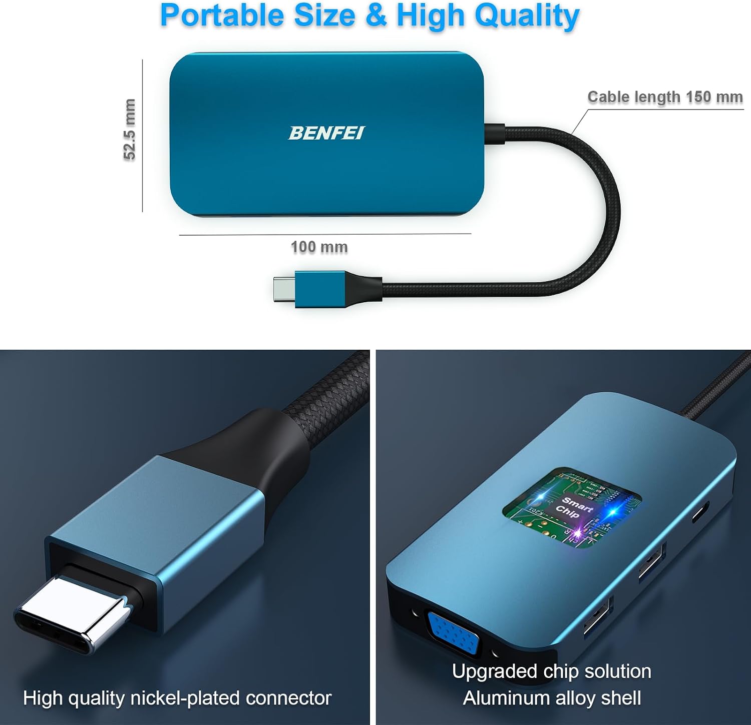 USB C Docking Station, 8-in-1 USB C Hub with Triple Display Dual HDMI, VGA, 3*USB 3.0, 100W Power Delivery, 3.5mm AUX