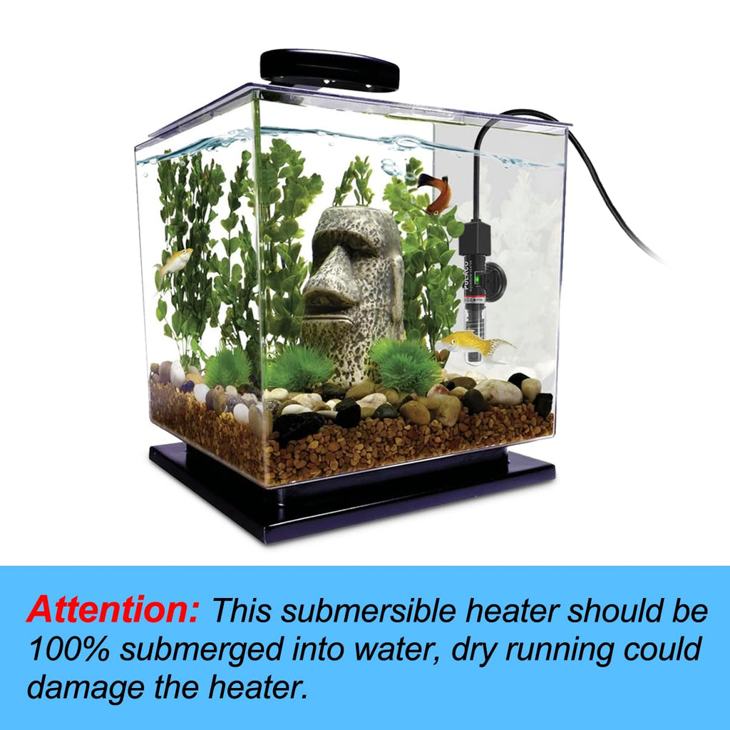 25Watt Mini Aquarium Heater, Submersible Betta Heater | Small Fish Tank Heater with Free Thermometer Strip for 1-6