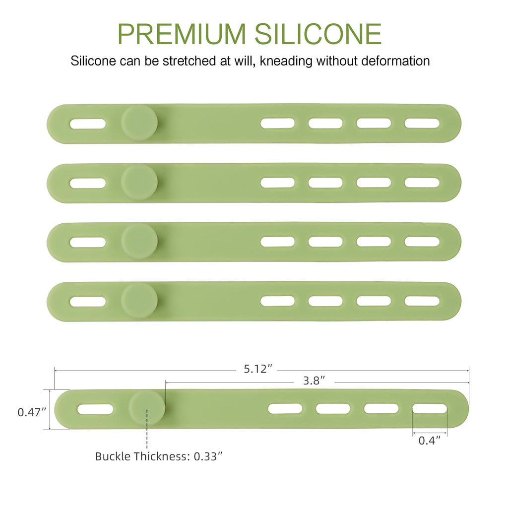 Donruby 24Pcs Silicone Cable Ties, Reusable Cord Organizer Straps, Matcha