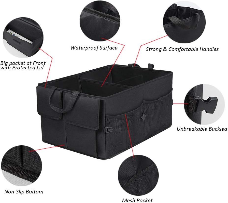 Car Trunk Backseat Organizer for SUV, 8 Pocket Waterproof, Dust-proof, Sturdy Foldable Cargo Net Storage for More