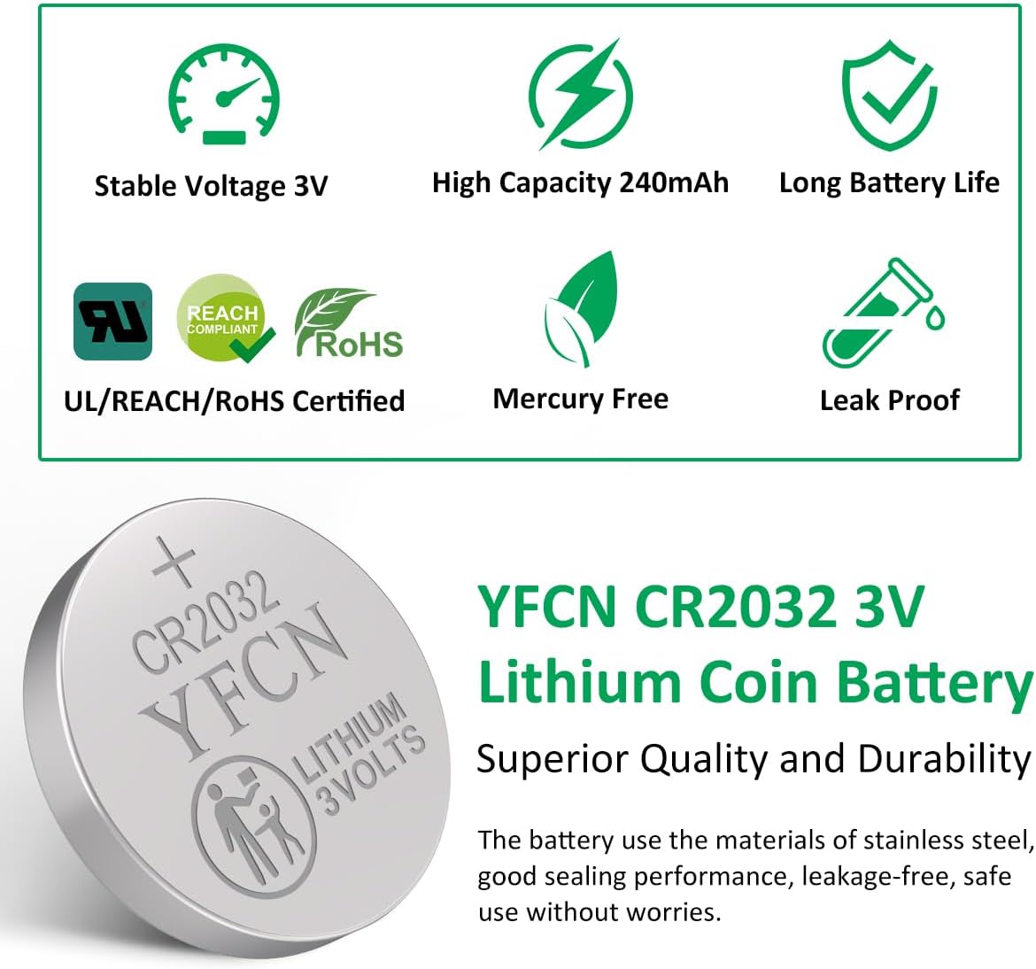CR2032 Battery 3V Lithium Batteries 10 Count Pack CR2032 Batteries - CR 2032 Coin Cell Battery for AirTag, Key Fob