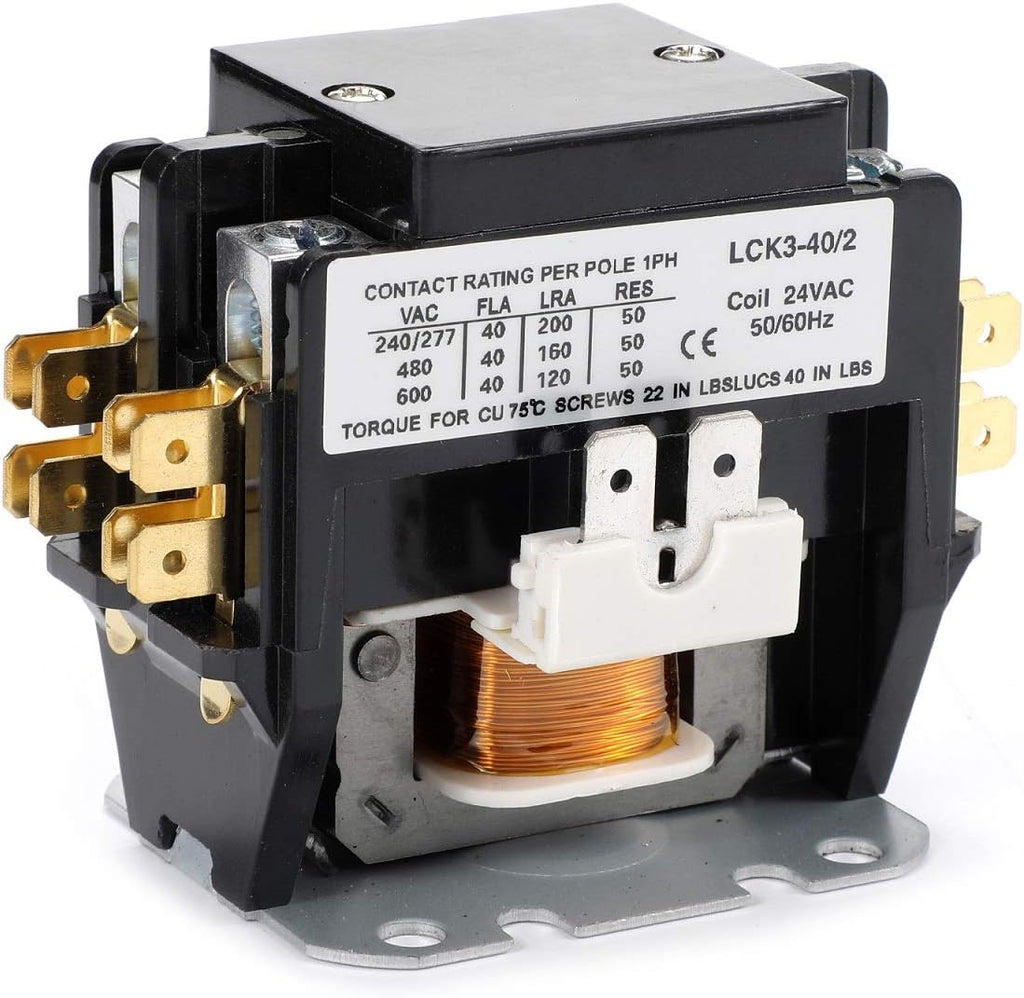 Air Conditioner Contactor 24V Coil 2 Pole 40 Amps Universal and Compatible for Fast Replacement