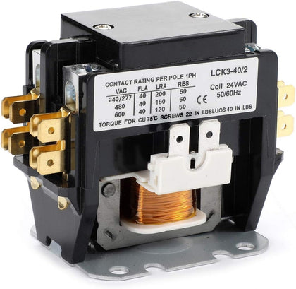 Air Conditioner Contactor 24V Coil 2 Pole 40 Amps Universal and Compatible for Fast Replacement